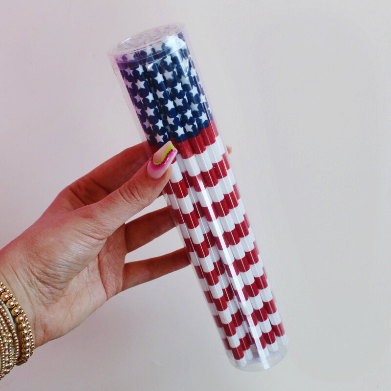 American Flag Straws