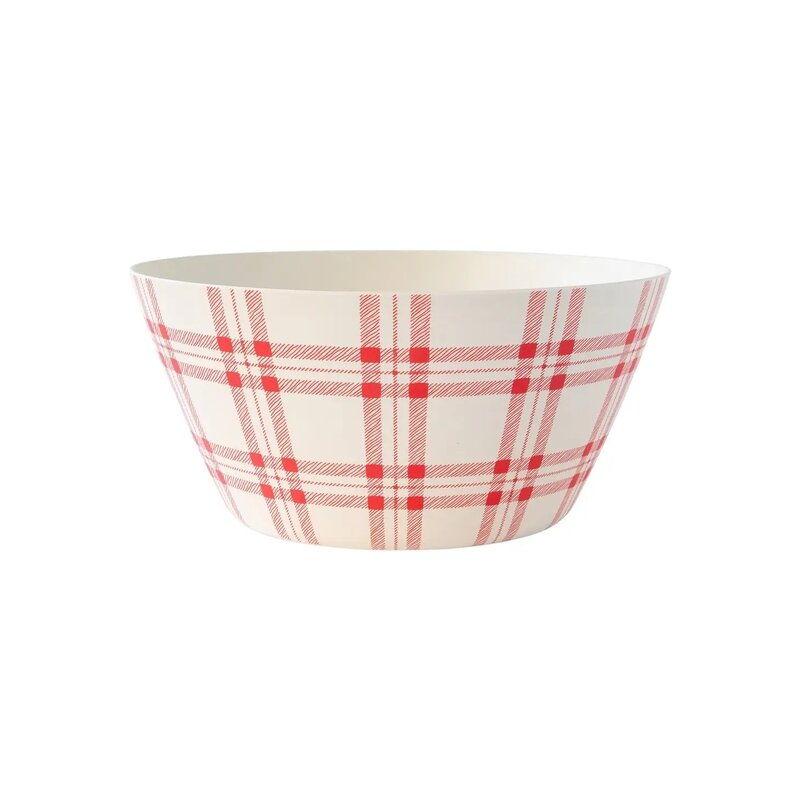 Reusable Bamboo Bowl - Red Plaid