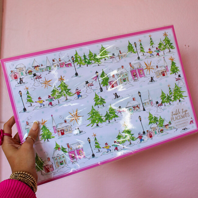 Handpainted Snow Village Placemats
