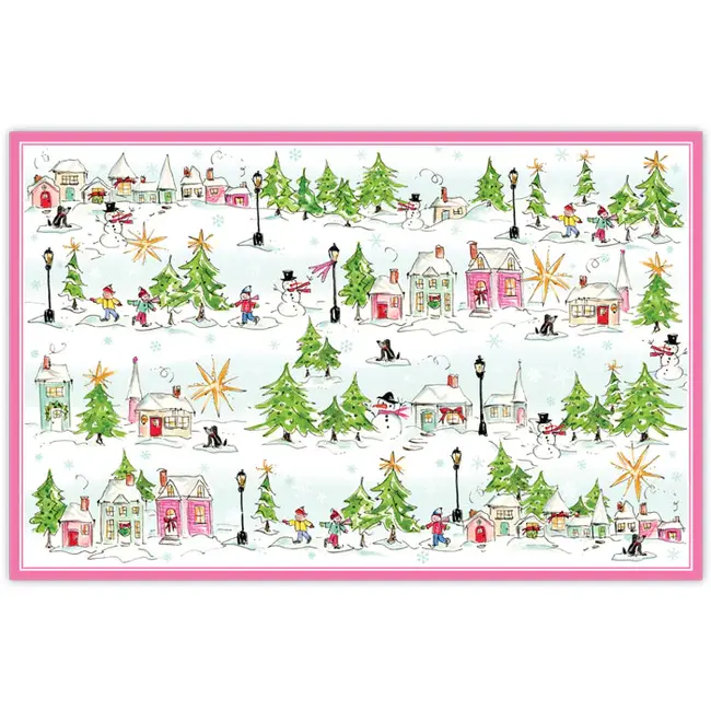 Handpainted Snow Village Placemats