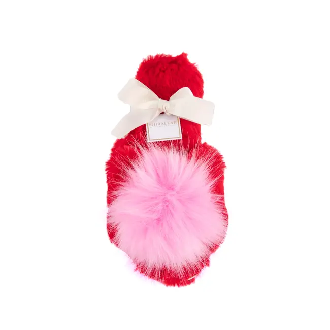 Pink & Red Fuzzy Slippers