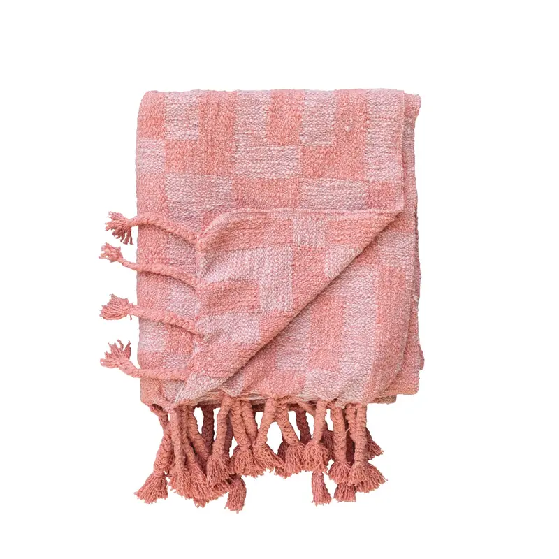 Pink Checkered Throw