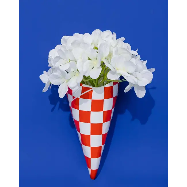 Checker Bag Wall Vase