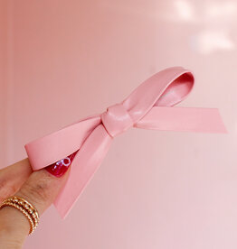 Ballet Pink Leather Hair Bow Barrette