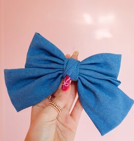 Denim Bow Barrette Hair Clip