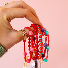 Ink & Alloy Mia Red + Pink Beaded Bracelet