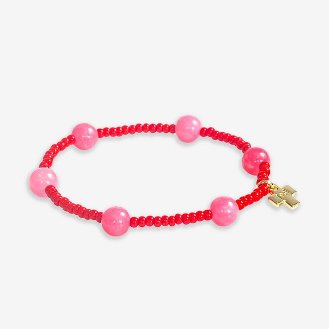 Mia Red + Pink Beaded Bracelet