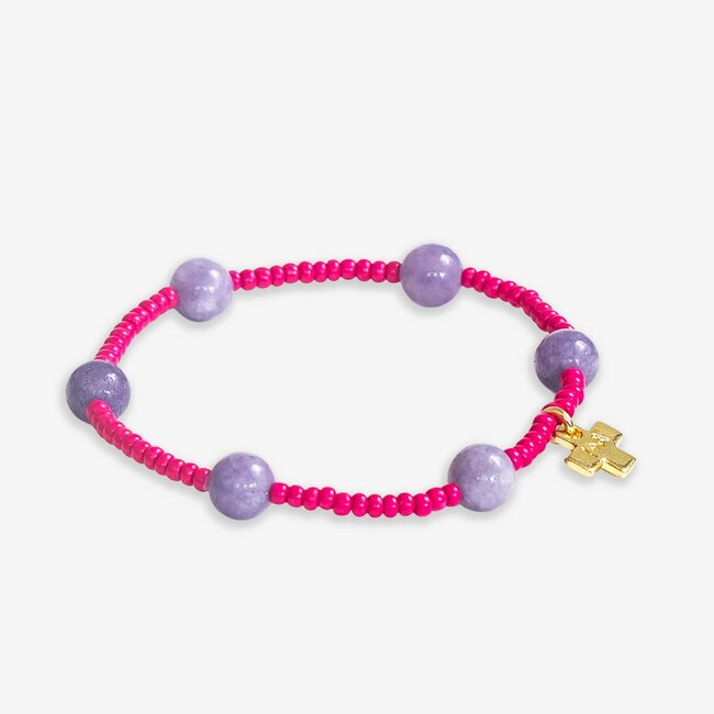Mia Hot Pink + Lilac Bead Bracelet