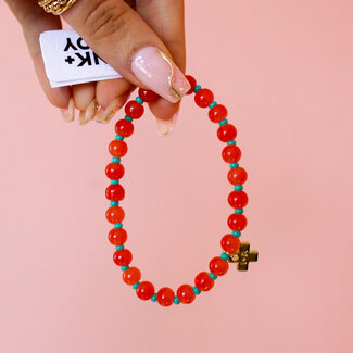 Ink & Alloy Mabel Coral Bead Bracelet