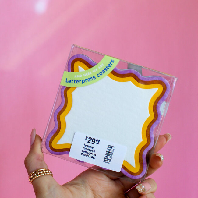 Teatime Scalloped Letterpress Coaster Set