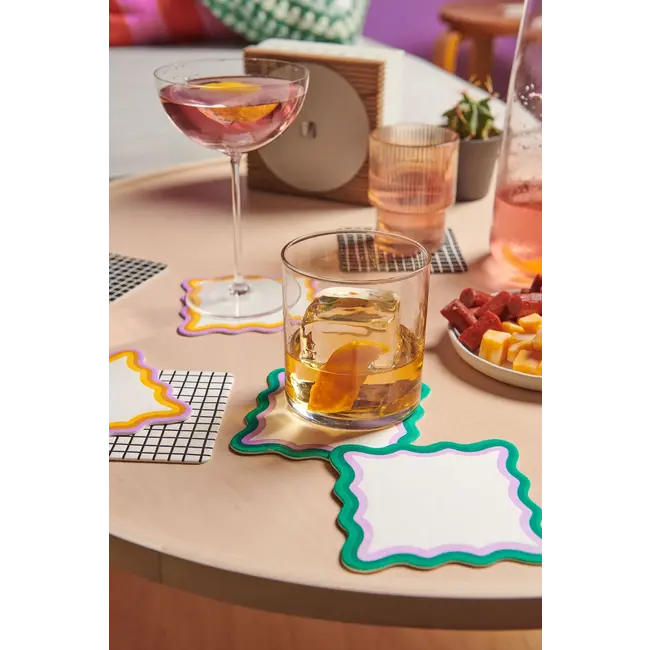 Teatime Scalloped Letterpress Coaster Set