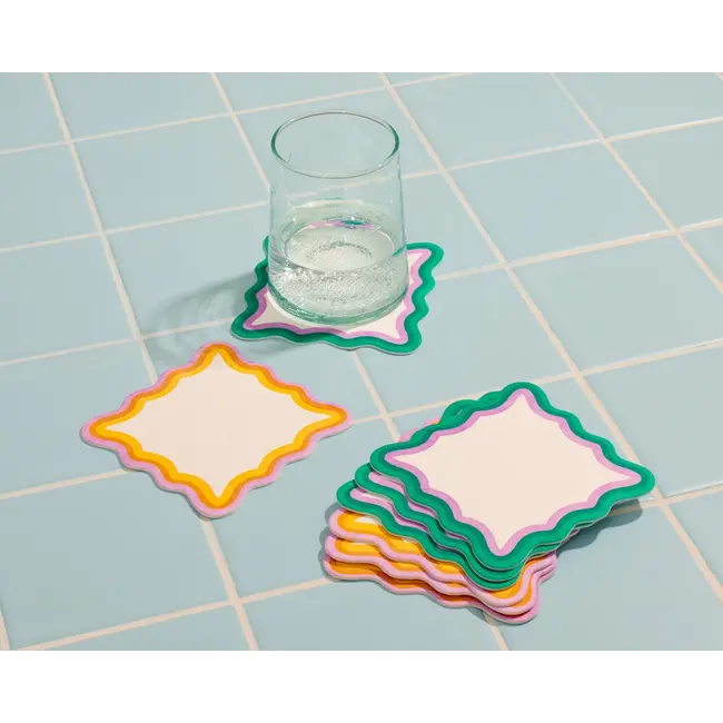 Teatime Scalloped Letterpress Coaster Set