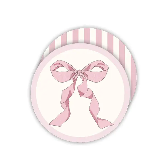 Blush Bow & Stripe Coaster - Pack of 20