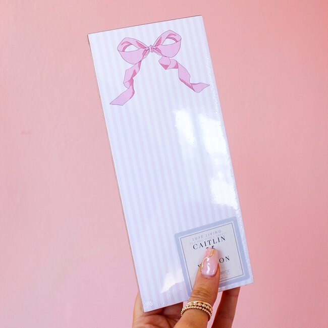 Luxe Skinny Pad Blush Bow on Stripe
