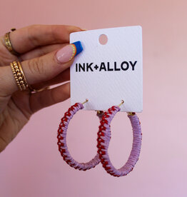 Ink & Alloy Lavender & Poppy Raffia Woven Hoops