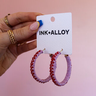 Ink & Alloy Lavender & Poppy Raffia Woven Hoops