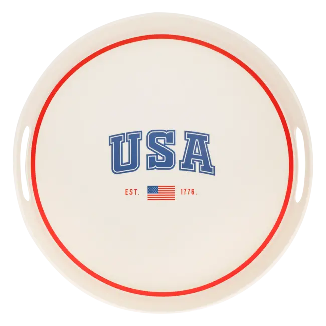 USA Round Bamboo Serving Tray