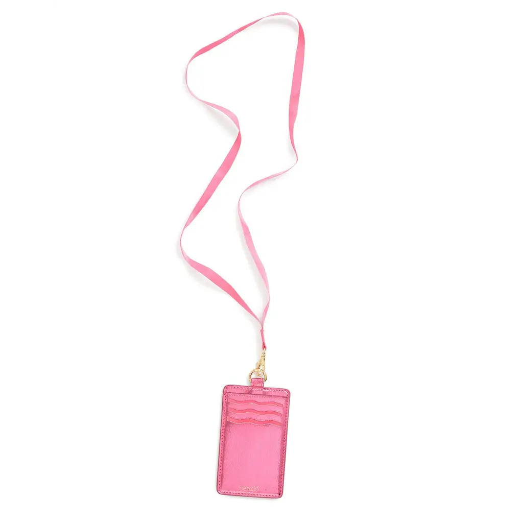 Keep It Close Card Case with Lanyard, Metallic Pink