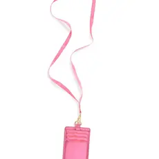 Keep It Close Card Case with Lanyard, Metallic Pink