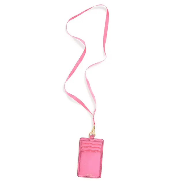 Keep It Close Card Case with Lanyard, Metallic Pink