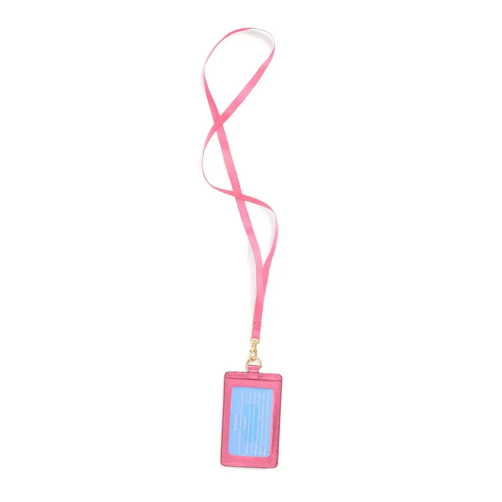 Keep It Close Card Case with Lanyard, Metallic Pink