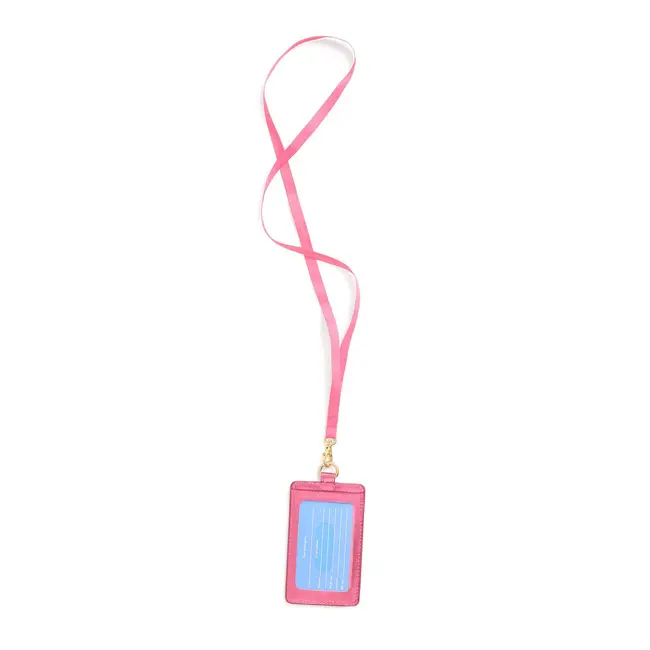 Keep It Close Card Case with Lanyard, Metallic Pink