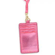 Keep It Close Card Case with Lanyard, Metallic Pink