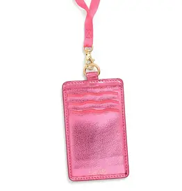 Keep It Close Card Case with Lanyard, Metallic Pink