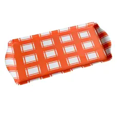 Orange Plaid Gingham Melamine Tray