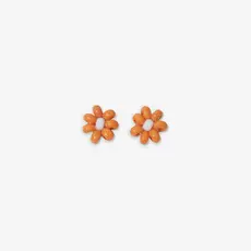 Tina Two Color Beaded Post Earring - Orange and White