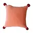 18" Square Woven Acrylic Jacquard Pillow w/ Velvet Back & Pom Poms