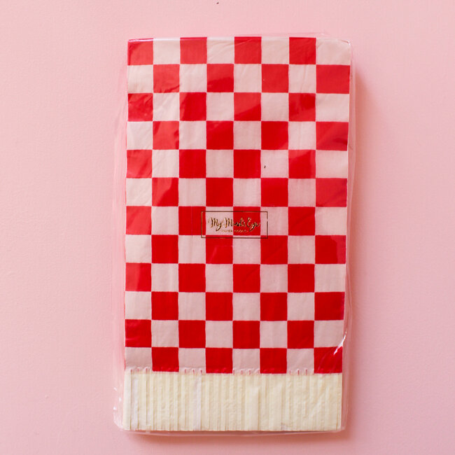 Red and Pink Checked Dinner Napkin