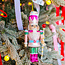 Glass Nutcracker Ornament with Pink Glitter Coat