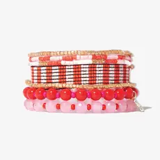 Lady in Red Mixed Bracelet Stack of 7