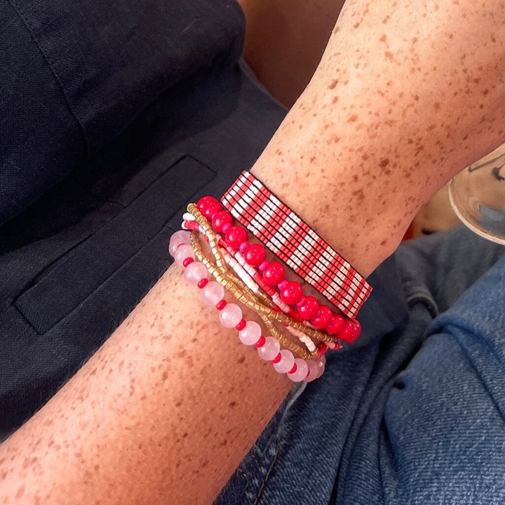 Lady in Red Mixed Bracelet Stack of 7
