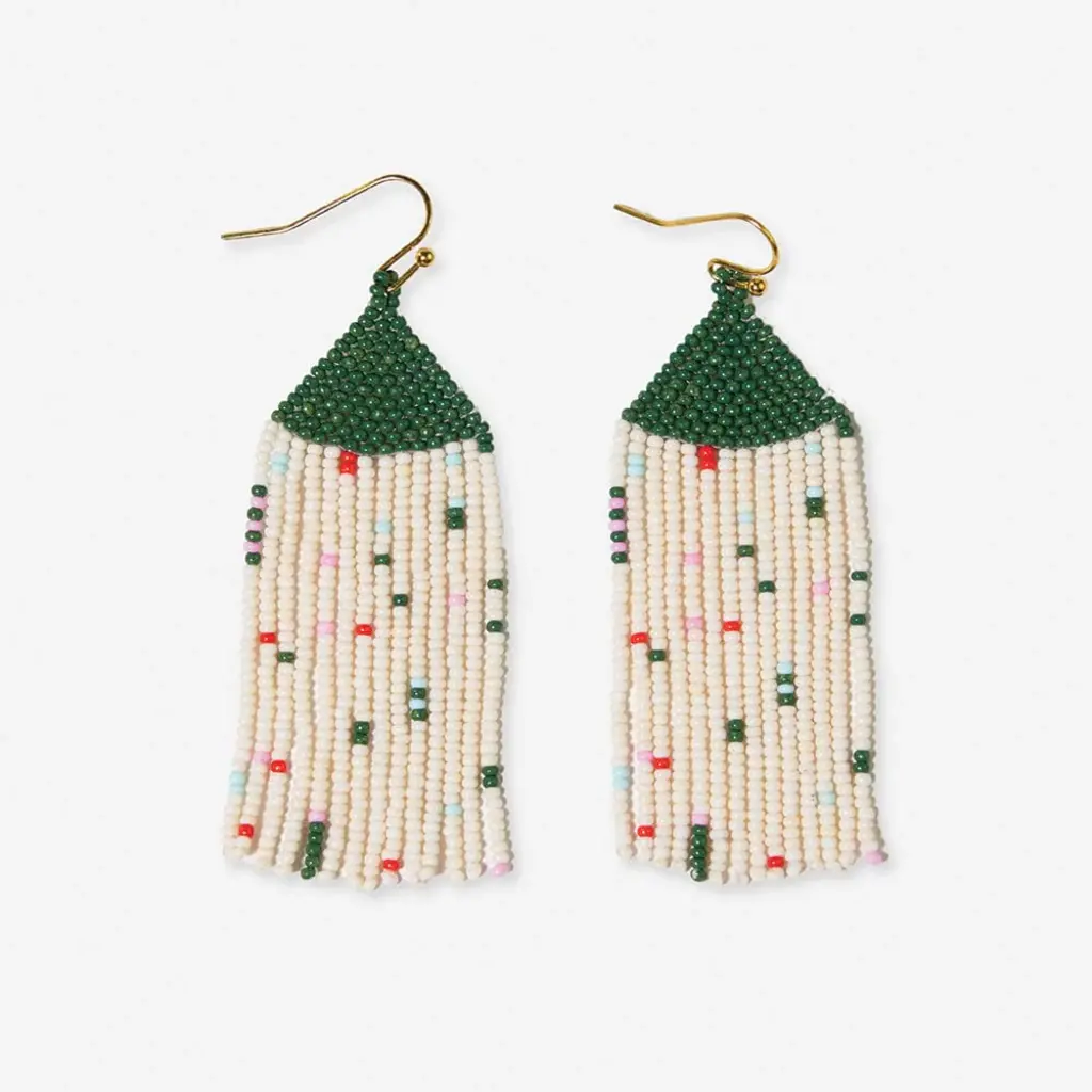 Agnes Confetti Fair Isle Beaded Fringe Earring