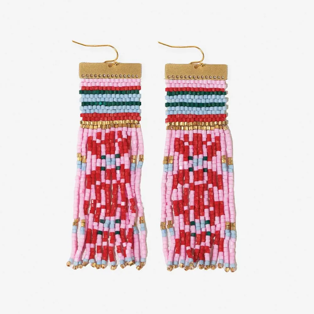 Lauren Fair Isle Beaded Earring Pink