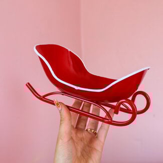 Metal Sleigh in Red & White