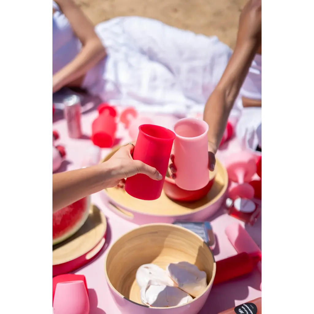 Set of 2 Stegg Silicone Unbreakable Highball Glasses in Cherry & Blush