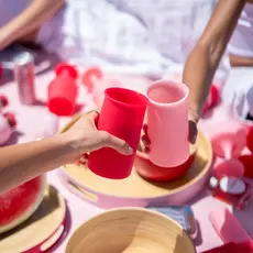 Set of 2 Stegg Silicone Unbreakable Highball Glasses in Cherry & Blush
