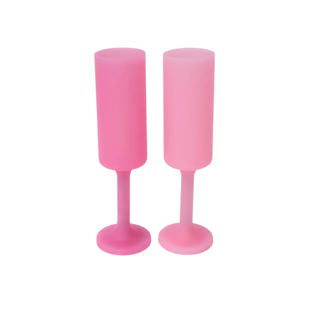 Silicone Unbreakable Champagne Flutes in Pink