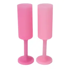 Silicone Unbreakable Champagne Flutes in Pink