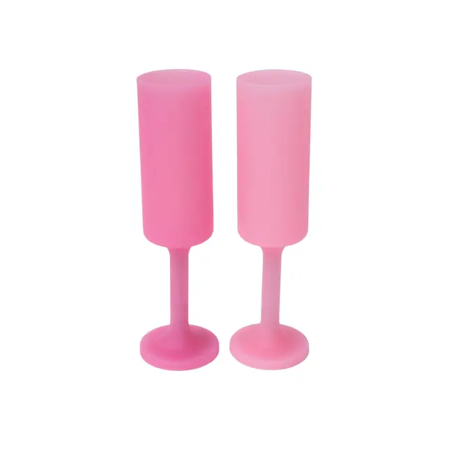 Silicone Unbreakable Champagne Flutes in Pink