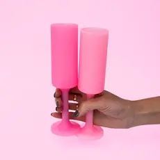 Silicone Unbreakable Champagne Flutes in Pink
