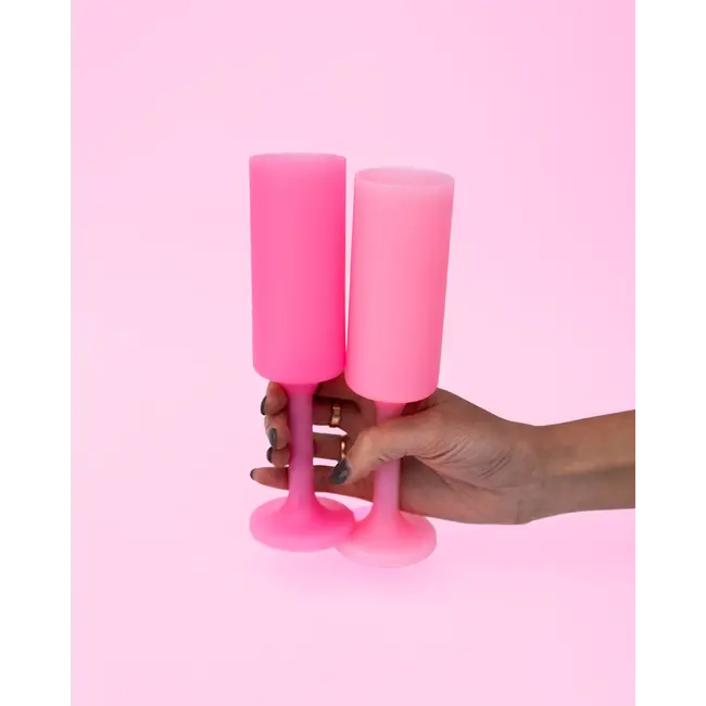 Silicone Unbreakable Champagne Flutes in Pink