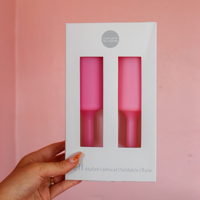 Silicone Unbreakable Champagne Flutes in Pink