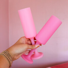 Silicone Unbreakable Champagne Flutes in Pink
