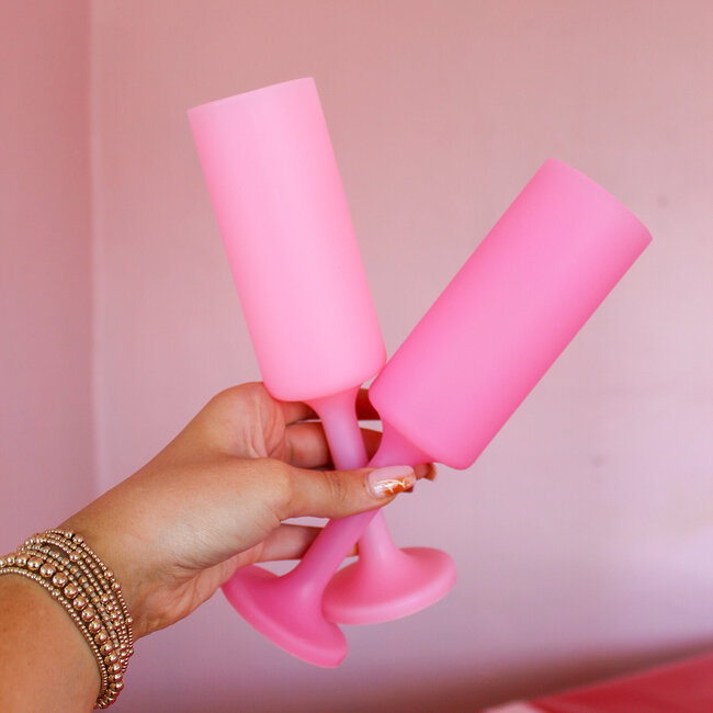 Silicone Unbreakable Champagne Flutes in Pink