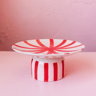 Red & White Stripe Pedestal