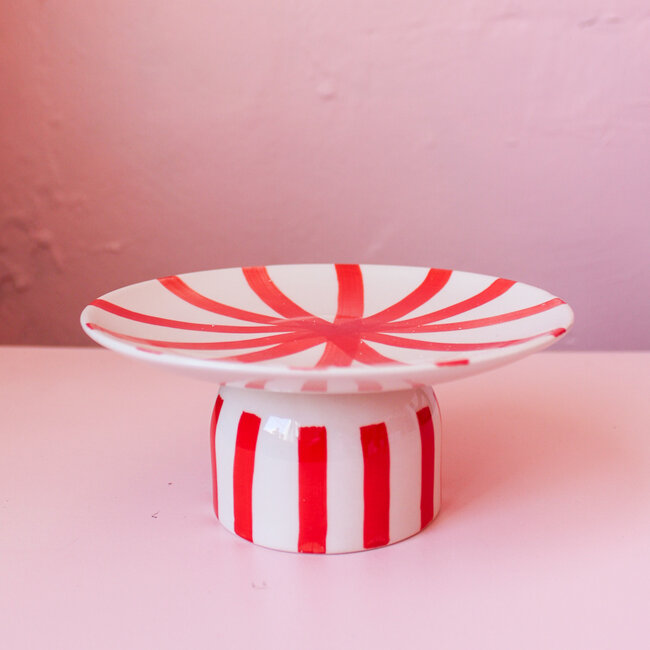 Red & White Stripe Pedestal